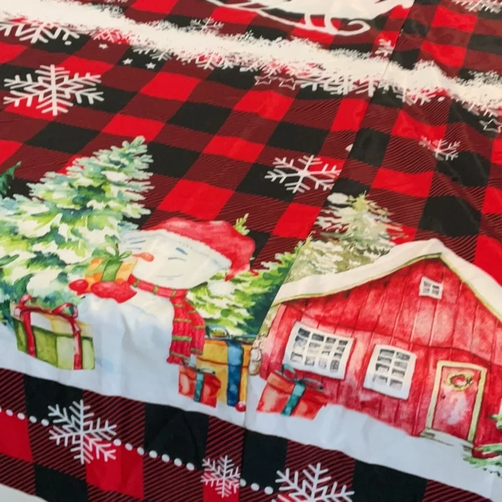 Three Christmas holiday tablecloths